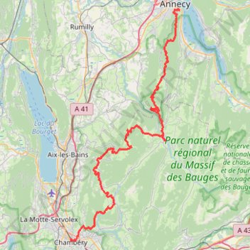 Itinéraire Traversée des Bauges d’Annecy à Chambéry, distance, dénivelé, altitude, carte, profil, trace GPS