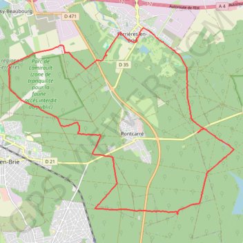 Itinéraire Forêt de Ferrières, distance, dénivelé, altitude, carte, profil, trace GPS