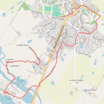 Itinéraire Trajet 2, distance, dénivelé, altitude, carte, profil, trace GPS