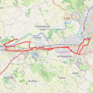 Itinéraire Albi - chapelle du Carla, distance, dénivelé, altitude, carte, profil, trace GPS