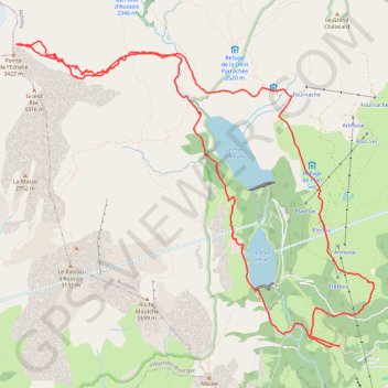 Itinéraire Pointe de l'Échelle Face Est (Vanoise), distance, dénivelé, altitude, carte, profil, trace GPS