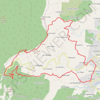 Itinéraire Plan de la Tour - La Colle Dure, distance, dénivelé, altitude, carte, profil, trace GPS