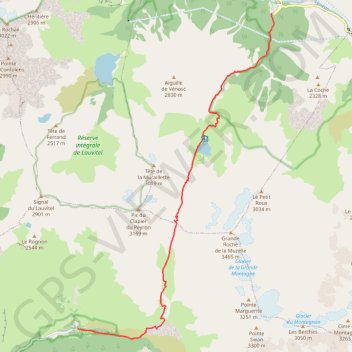 Itinéraire De Valsenestre à Bourg-d'Arud par le lac de la Muzelle, distance, dénivelé, altitude, carte, profil, trace GPS