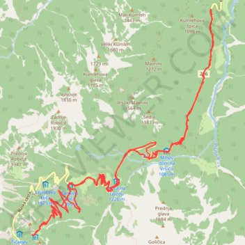 Itinéraire Postarski Dom, distance, dénivelé, altitude, carte, profil, trace GPS