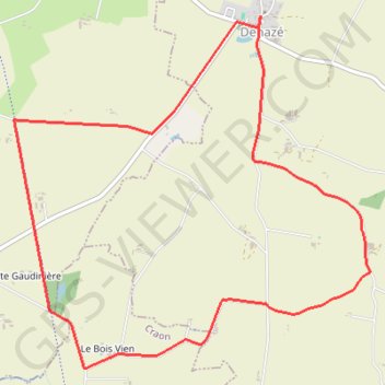 Itinéraire Circuit de l'Église - Denazé, distance, dénivelé, altitude, carte, profil, trace GPS