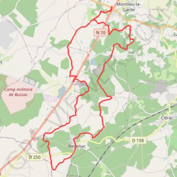 Itinéraire Saintonge Boisée - Montlieu-la-Garde, distance, dénivelé, altitude, carte, profil, trace GPS