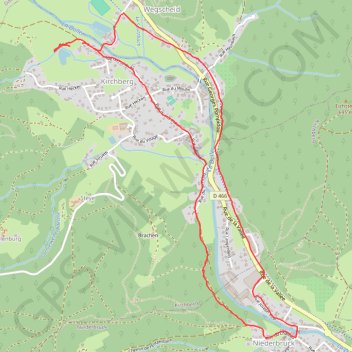 Itinéraire Marche Kirchberg, distance, dénivelé, altitude, carte, profil, trace GPS