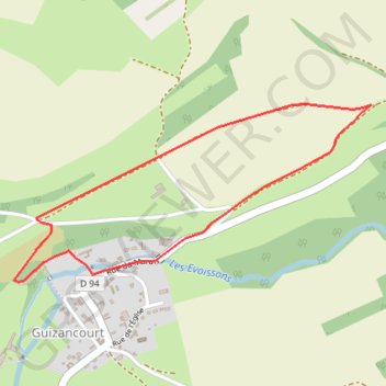 Itinéraire La montagne de Guizancourt, distance, dénivelé, altitude, carte, profil, trace GPS