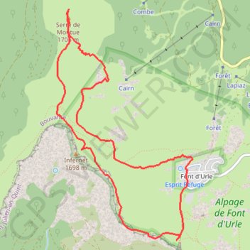 Itinéraire Col de l'Infernet (par les crêtes de Font d'Urle), distance, dénivelé, altitude, carte, profil, trace GPS