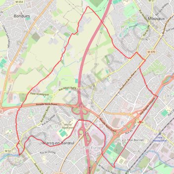 Itinéraire Circuit des trois villes - Marcq-en-Barœul, distance, dénivelé, altitude, carte, profil, trace GPS