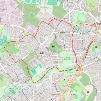 Itinéraire Moulin de Montgaillard – Prieuré de Cayac Circuit à partir de Gradignan, distance, dénivelé, altitude, carte, profil, trace GPS