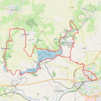 Itinéraire Vitré - Champeaux, distance, dénivelé, altitude, carte, profil, trace GPS
