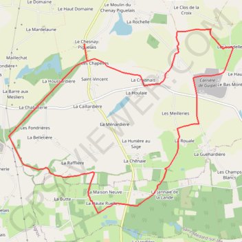 Itinéraire Sentier du Chênay Piguelais - Guipel, distance, dénivelé, altitude, carte, profil, trace GPS