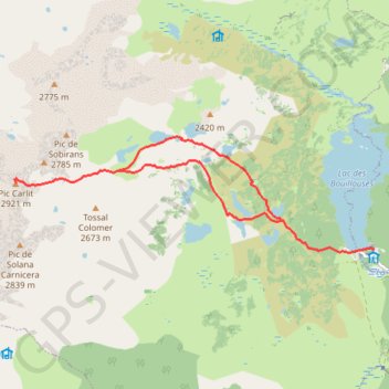 Itinéraire LE PIC CARLIT (2921m) PAR LES BOUILLOUSES, distance, dénivelé, altitude, carte, profil, trace GPS