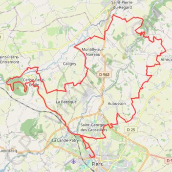 Itinéraire Flers - Cerisy, distance, dénivelé, altitude, carte, profil, trace GPS