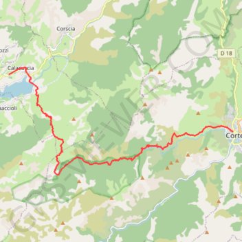 Itinéraire Corté Mont Cinto étape 1, distance, dénivelé, altitude, carte, profil, trace GPS