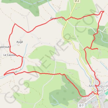 Itinéraire Randonnée autour de Montaigu-de-Quercy, distance, dénivelé, altitude, carte, profil, trace GPS
