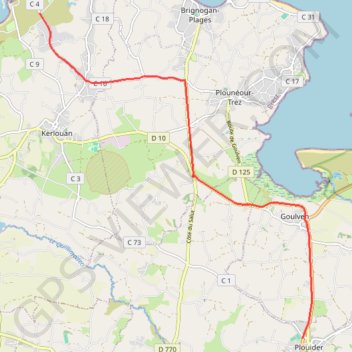 Itinéraire véhicules meneham-plouider, distance, dénivelé, altitude, carte, profil, trace GPS