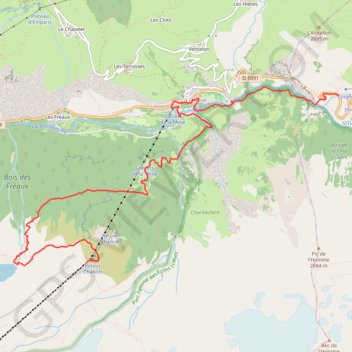Itinéraire Montée vers la gare intermédiare, distance, dénivelé, altitude, carte, profil, trace GPS