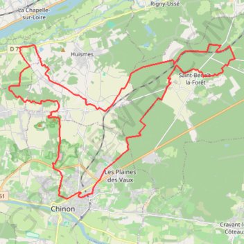 Itinéraire De Chinon à Saint-Benoit-la-Forêt, distance, dénivelé, altitude, carte, profil, trace GPS