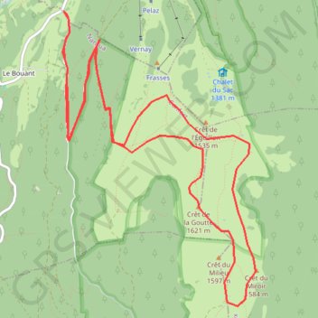 Itinéraire Rando raquettes Crêt de la Goutte, distance, dénivelé, altitude, carte, profil, trace GPS