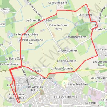 Itinéraire Nord-Est Fondettes, distance, dénivelé, altitude, carte, profil, trace GPS
