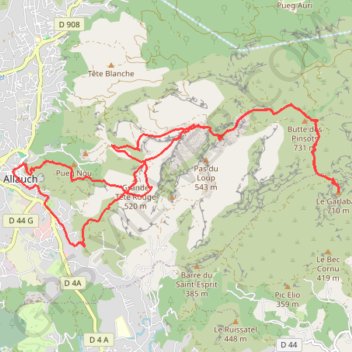 Itinéraire Allauch - Garlaban, distance, dénivelé, altitude, carte, profil, trace GPS
