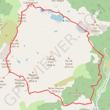 Itinéraire Pics Rouges de Belcaire et de Bassiès depuis Remoul, distance, dénivelé, altitude, carte, profil, trace GPS