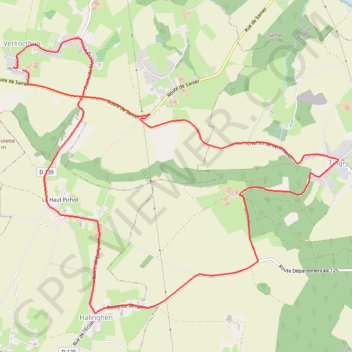 Itinéraire Verlincthun - Tingry - Halinghen, distance, dénivelé, altitude, carte, profil, trace GPS