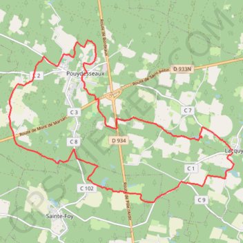 Itinéraire De Lacquy à Pouydesseaux, distance, dénivelé, altitude, carte, profil, trace GPS