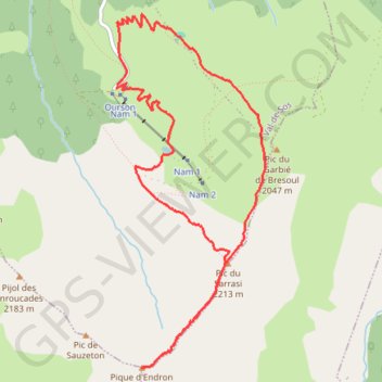 Itinéraire Pique d'Endron - Crête d'Esplat, distance, dénivelé, altitude, carte, profil, trace GPS