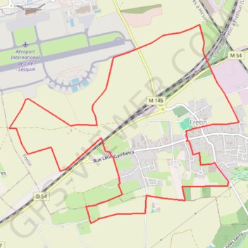 Itinéraire Circuit de Fretin par l'aéroport de Lesquin, distance, dénivelé, altitude, carte, profil, trace GPS