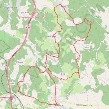 Itinéraire Circuit au pays de la truffe noire - Lalbenque, distance, dénivelé, altitude, carte, profil, trace GPS