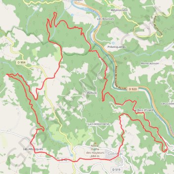 Itinéraire Golinhac - Vallée du Lot - Entraygues, distance, dénivelé, altitude, carte, profil, trace GPS