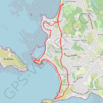 Itinéraire Trébeurden, distance, dénivelé, altitude, carte, profil, trace GPS