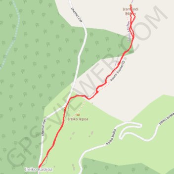 Itinéraire Le pic d'Iramendi depuis le col d'Ire, distance, dénivelé, altitude, carte, profil, trace GPS