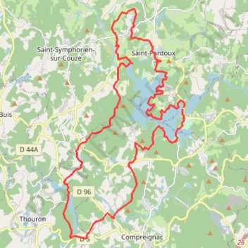 Itinéraire St Pardoux 35 kms, distance, dénivelé, altitude, carte, profil, trace GPS