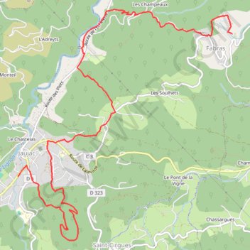 Itinéraire Fabras Jaujac, distance, dénivelé, altitude, carte, profil, trace GPS