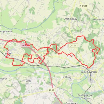 Itinéraire vtt bords 17_ 43 km, distance, dénivelé, altitude, carte, profil, trace GPS