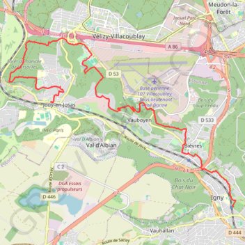 Itinéraire Igny à Jouy en Josas, distance, dénivelé, altitude, carte, profil, trace GPS