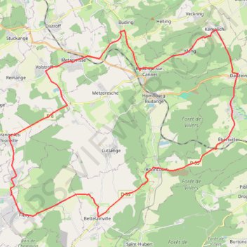 Itinéraire Kédange-sur-Canner, distance, dénivelé, altitude, carte, profil, trace GPS