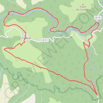 Itinéraire Boucle pédestre Travanet (81), distance, dénivelé, altitude, carte, profil, trace GPS