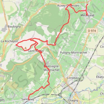 Itinéraire De Santenay à Meursault (21), distance, dénivelé, altitude, carte, profil, trace GPS