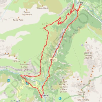 Itinéraire Gèdre 113, distance, dénivelé, altitude, carte, profil, trace GPS