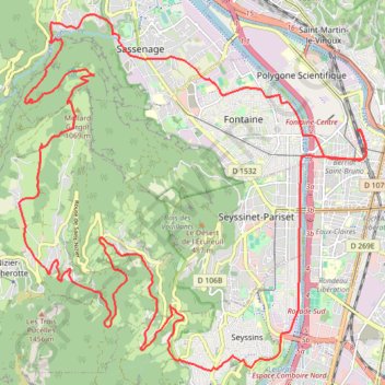 Itinéraire Saint Nizier par voie du tram, descente par le pont Charvet, distance, dénivelé, altitude, carte, profil, trace GPS