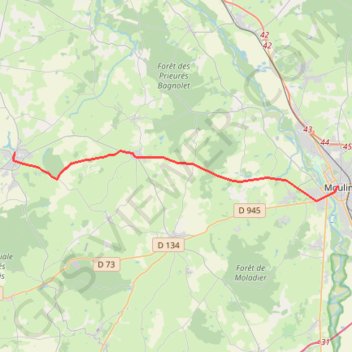 Itinéraire De Moulins à Bourbon-l'Archambault 1, distance, dénivelé, altitude, carte, profil, trace GPS