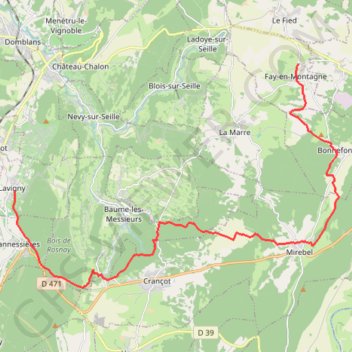 Itinéraire De Lavigny à Fay-en-Montagne via Crancot, distance, dénivelé, altitude, carte, profil, trace GPS