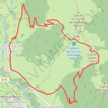 Itinéraire Cap de Salieres en boucle, distance, dénivelé, altitude, carte, profil, trace GPS