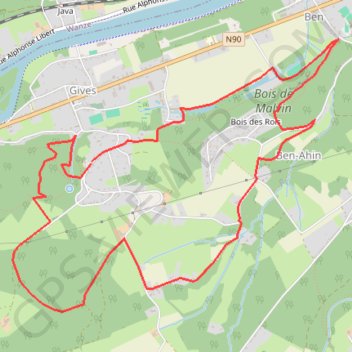 Itinéraire Huy4trail - Gives - 9 - 250 (alt), distance, dénivelé, altitude, carte, profil, trace GPS