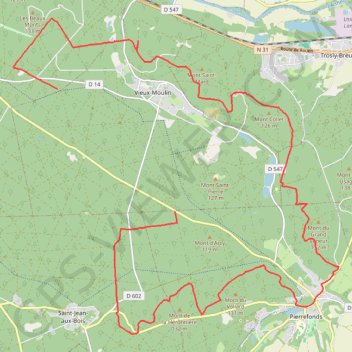 Itinéraire Randonnée autour de Pierrefonds, distance, dénivelé, altitude, carte, profil, trace GPS